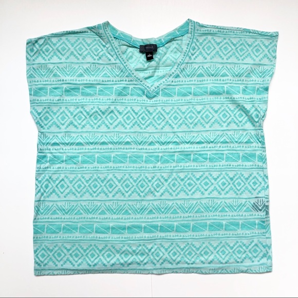 Aritzia Talula | Aztec Print Semi-Sheer Tee Teal - Picture 2 of 5